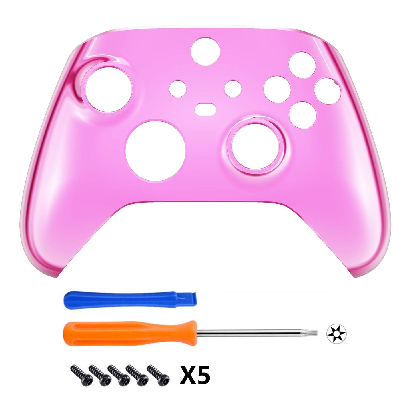 eXtremeRate Custom Shell for Xbox Controller - Chrome Pink Faceplate Cover - Model FX3D407