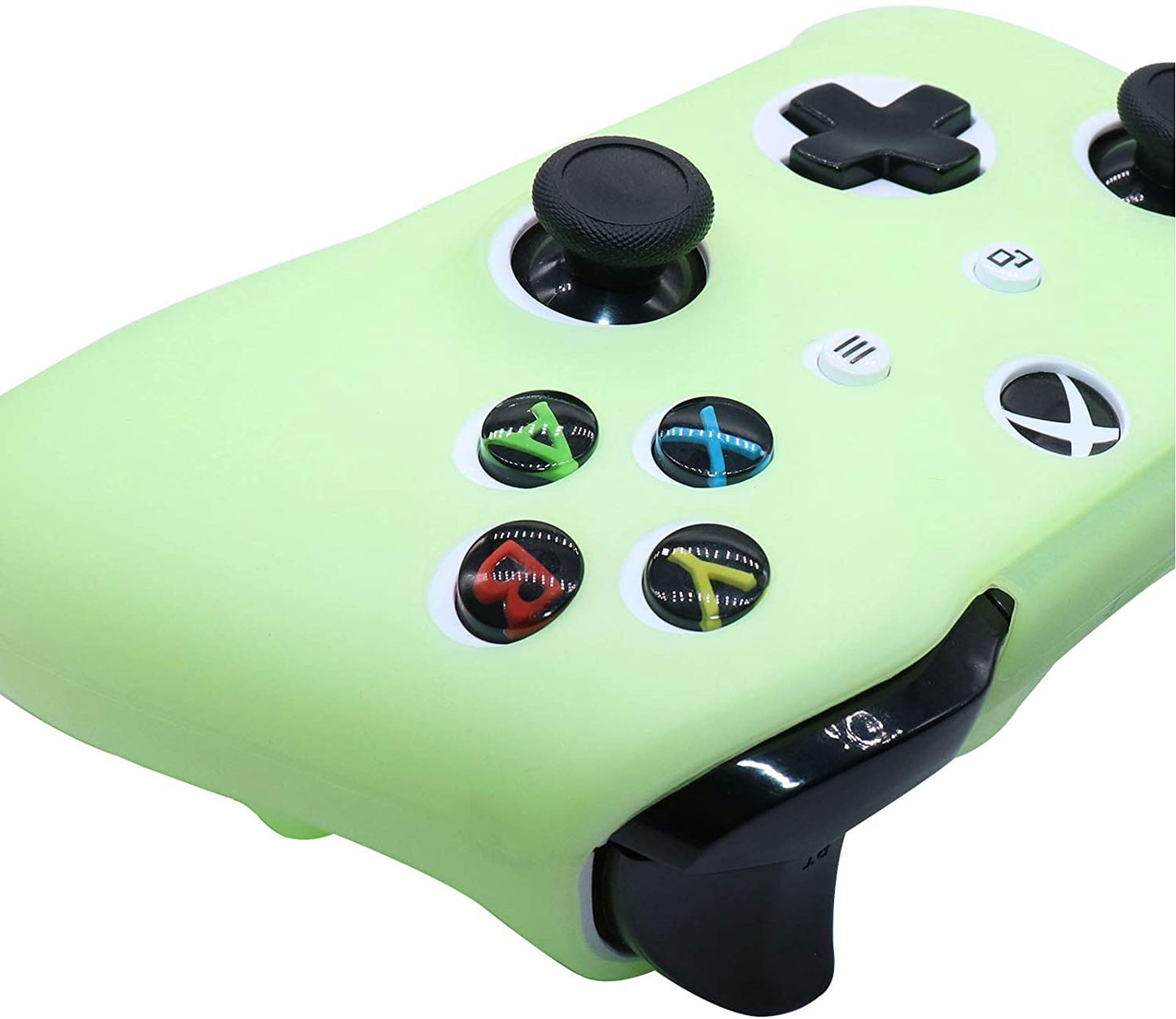 HLRAO Xbox One S Controller Silicone Grip Case, Glow Green, Glow in The Dark + 6 Accessories, Not for Xbox Series Controller