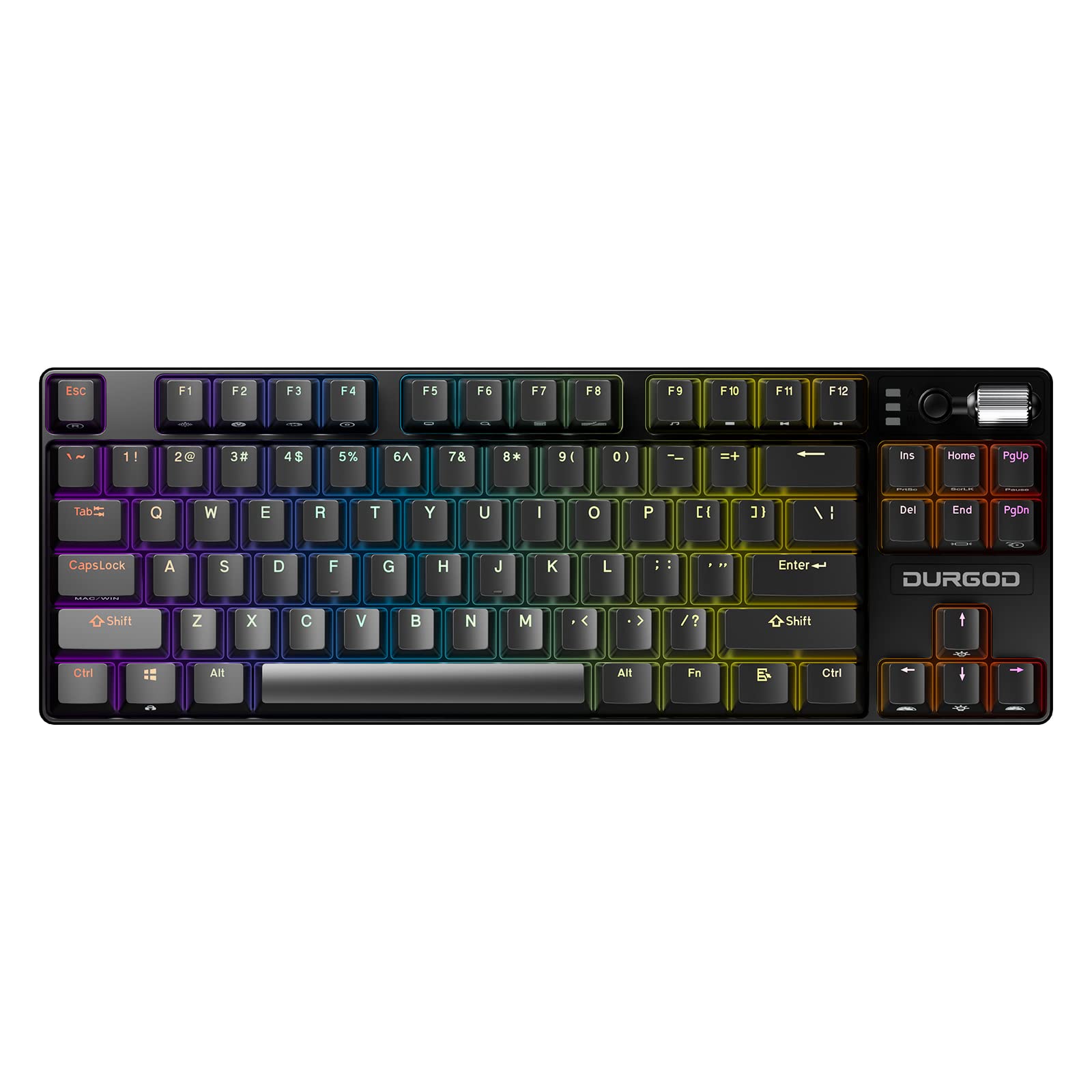 DURGOD TGK 300 Mechanical Gaming Keyboard for Windows Mac PC Laptop Tablet  84 Keys Wired Keyboard with Red Linear Switch  RGB Backlit and Volume Wheel  Hot Swappable  Durable PBT Keycap