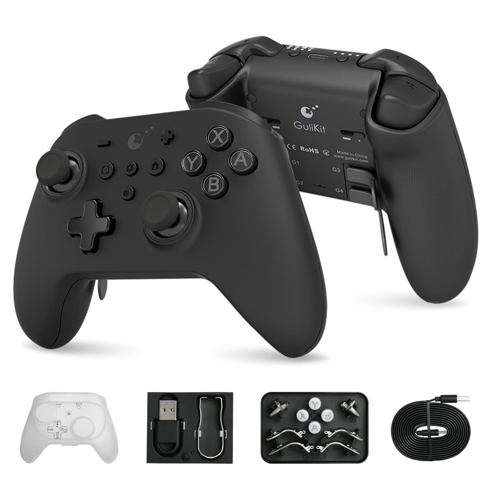 GuliKit KK3 MAX Controller (No Drift) for Switch/PC/Android/MacOS/IOS with 4 Back Buttons  Hall Joysticks and Triggers  Maglev/Rotor/HD Vibration 1000Hz Polling Rate  RGB lights