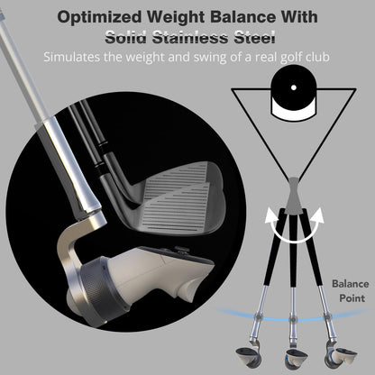 YEZRO Y14 VR Golf Club Attachment for Meta Quest 3, 20.5" Weighted Aluminum Handle, Silver, No Screws, Real Grip