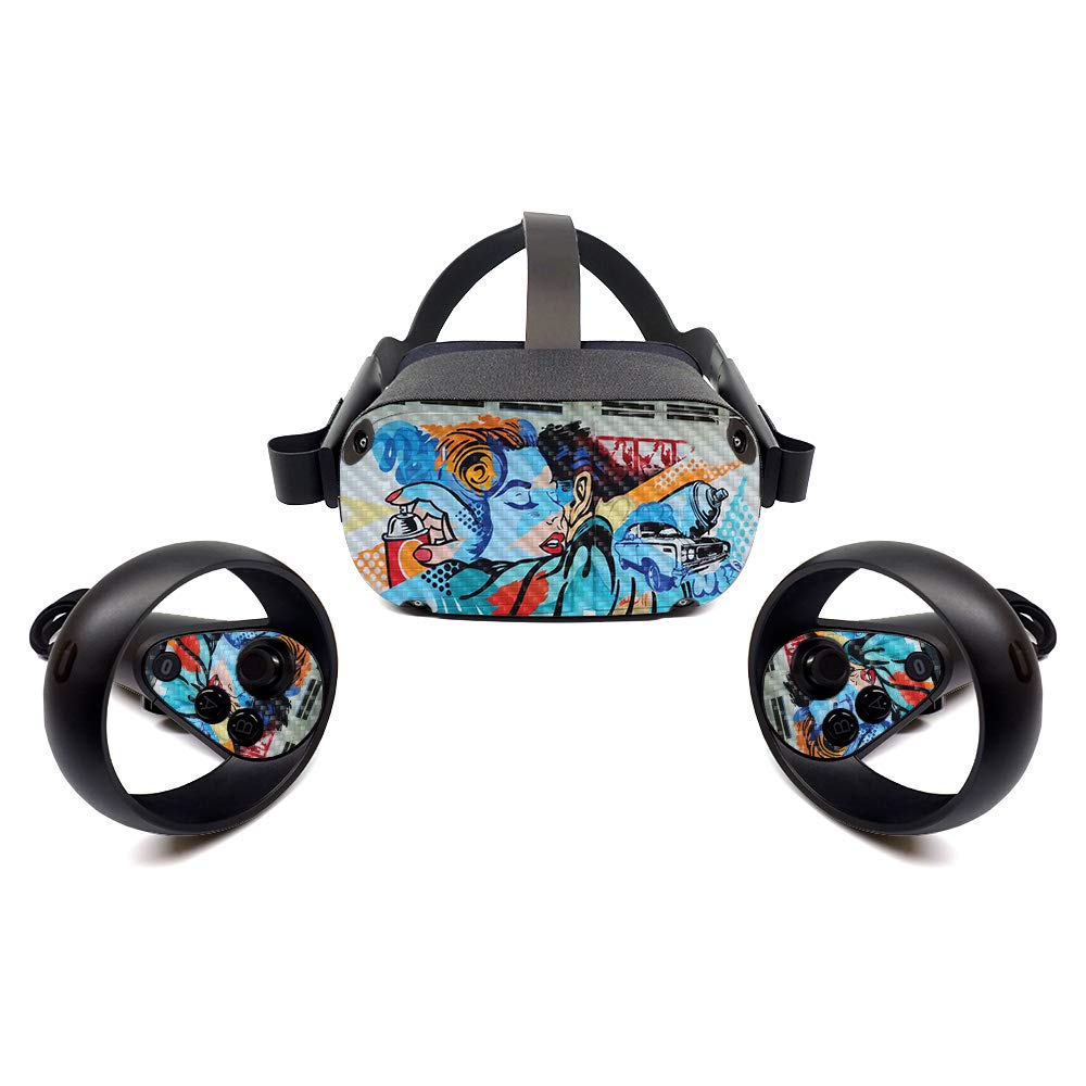 MightySkins Carbon Fiber Skin for Oculus Quest - Old School Romance | Protective  Durable Textured Carbon Fiber Finish | Easy to Apply  Remove  and Change Styles | Made in The USA