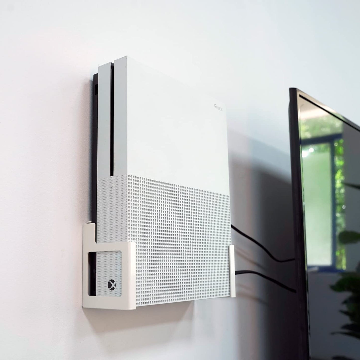 Monzlteck Wall Mount for Xbox One S - All Metal Vertical Bracket, Black, with Power Button, Space-Saving Design