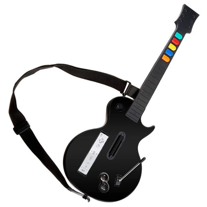 NBCP Wireless Guitar Controller for Nintendo Wii - Compatible with Guitar Hero & Rock Band 2 - Adjustable Strap - Black - Model KT613B