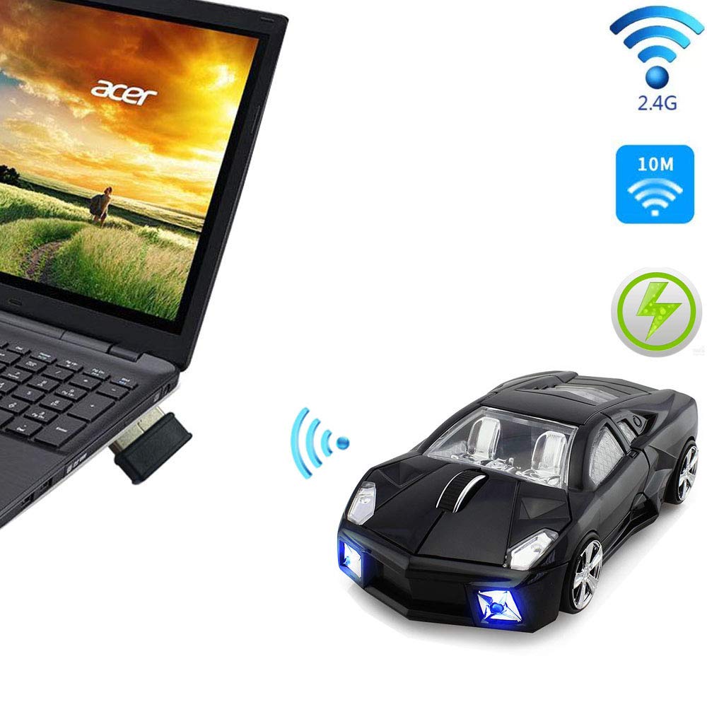 Jinfili 2.4GHz Wireless Gaming Mouse, 1600DPI Optical, Cool Design, LBJN_B Color, Compatible with PC and Laptop