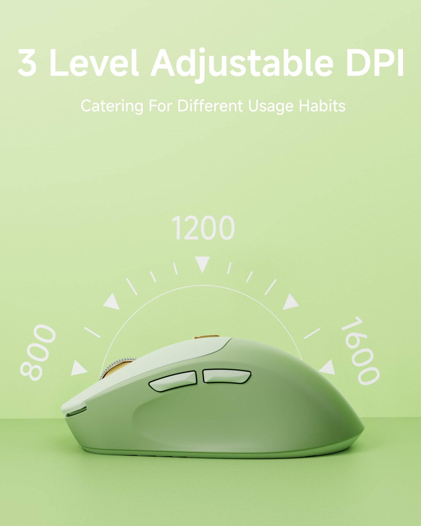 SEUNKWANG Q5 Wireless Mouse - Bluetooth & 2.4G, 1600 DPI, Ergonomic, Quiet, Green