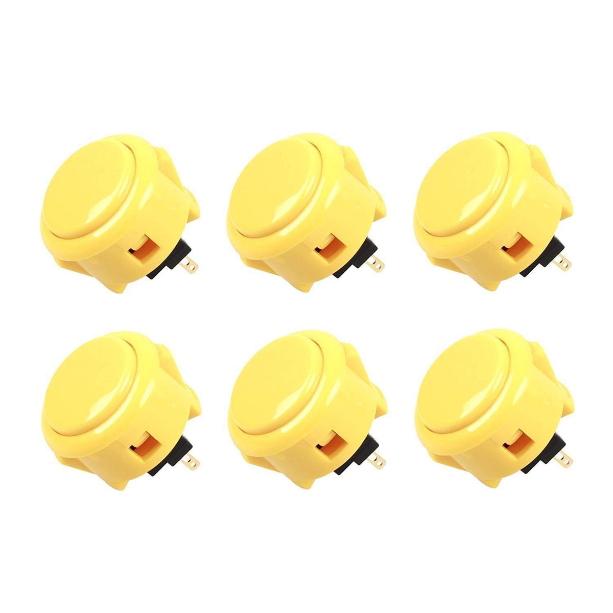 Sanwa 6 pcs OBSF-30 Original Push Button 30mm - for Arcade Jamma Video Game & Arcade Joystick Games Console (Yellow) SatNWA