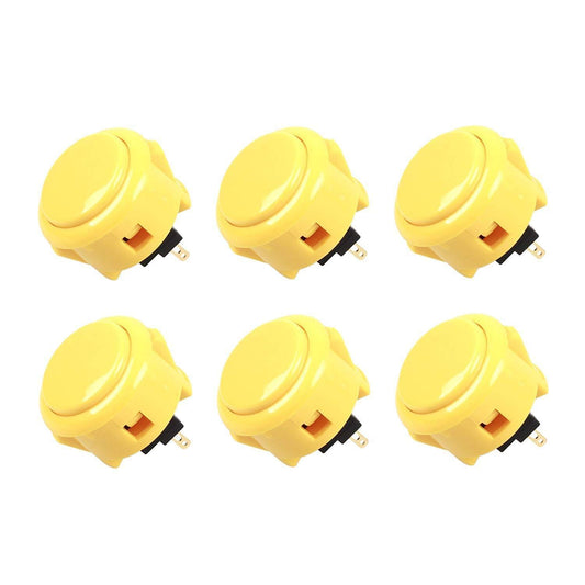 Sanwa 6 pcs OBSF-30 Original Push Button 30mm - for Arcade Jamma Video Game & Arcade Joystick Games Console (Yellow) SatNWA