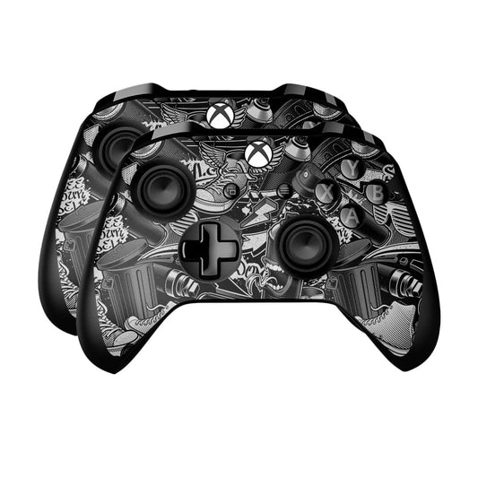 Skin Compatible with Microsoft Xbox One Controller (2 Pack) - Mono Hip Hop - Premium 3M Vinyl Protective Wrap Decal Cover - Easy to Apply | Crafted in The USA by MightySkins
