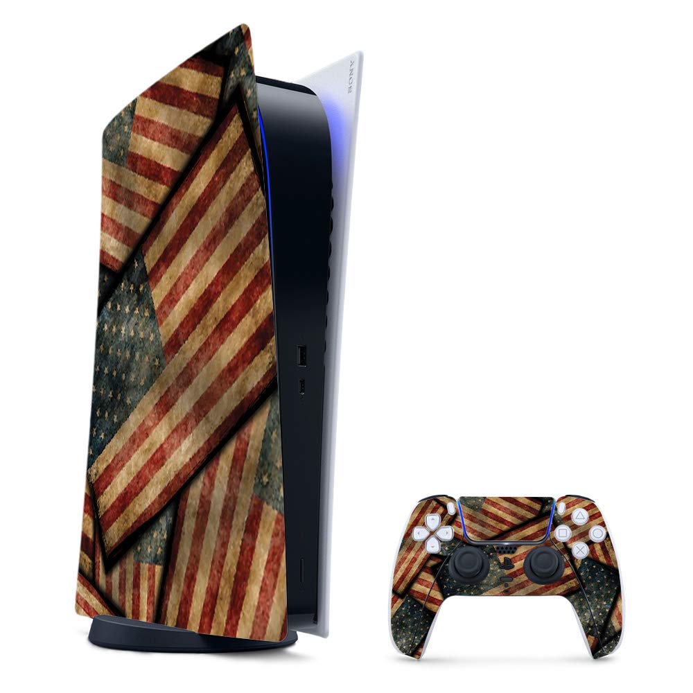 MightySkins Gaming Skin for PS5 / Playstation 5 Digital Edition Bundle - Vintage American | Protective Viny wrap | Easy to Apply and Change Styles | Made in The USA