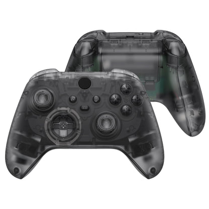 eXtremeRate Clear Black Full Set Shell Buttons for Xbox Series X & S - Replacement Side Rails Grips & Front Back Plate Cover, Model QX3M507