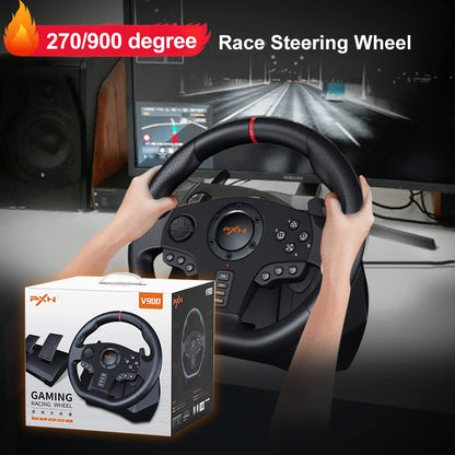 PXN V900 Xbox Steering Wheel - 270/900° Sim Racing Wheel with Pedals, Vibration Feedback, Black, Compatible with PC, PS4, Xbox Series X|S