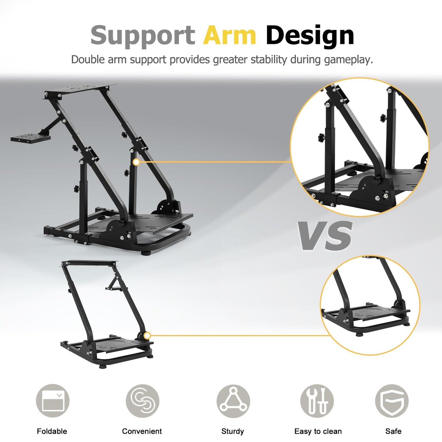 Marada Sim Racing Wheel Stand - Adjustable Height & Angle for Logitech G25/G27/G29/G920/G923, Thrustmaster T300/T248, Black, Model: raing rig 31