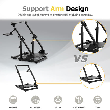 Marada Sim Racing Wheel Stand - Adjustable Height & Angle for Logitech G25/G27/G29/G920/G923, Thrustmaster T300/T248, Black, Model: raing rig 31