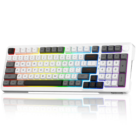 Redragon Wireless Mechanical Keyboard  3 Mode Gasket Mounted RGB Gaming Keyboard with Volume Knob  Pre-Lubed Linear Switches  MDA-Profile  98 Keys Hot Swappable Creamy Keyboard for Pc/Tablet/Xbox Blue