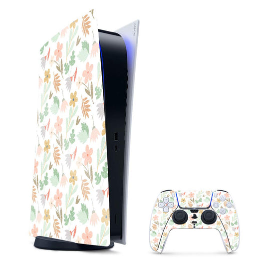 MightySkins Glossy Glitter Skin Compatible with PS5 / PlayStation 5 Digital Edition Bundle - Neutral Flowers | Protective  Durable High-Gloss Glitter Finish | Easy to Apply | Made in The USA