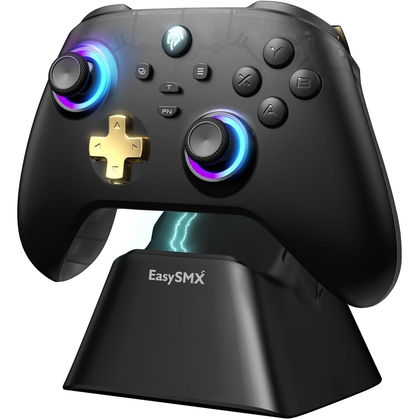 EasySMX D05 PC Controller - Enhanced Wireless Bluetooth Pro Controller with Charging Dock/Hall Sensor/RGB Lighting - No Stick Drift  No Dead Zone - Work for Windows PC  Android  Steam and Switch