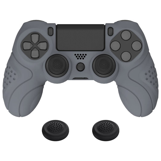 PlayVital Guardian Edition Gray Ergonomic Soft Anti-Slip Controller Silicone Case Cover for ps4  Rubber Protector Skin with Joystick Caps for ps4 Slim/Pro Controller
