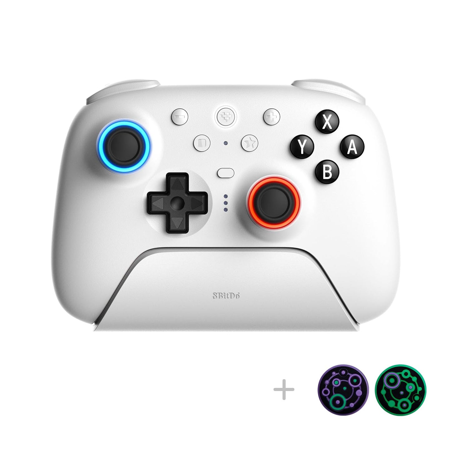 8Bitdo Ultimate 2 Bluetooth Controller with TMR Joysticks  Switchable Hall Effect/Tactile Triggers  Vibration  Motion Control  RGB Fire Ring and Back Buttons for Switch/Switch 2 & Windows PC - White