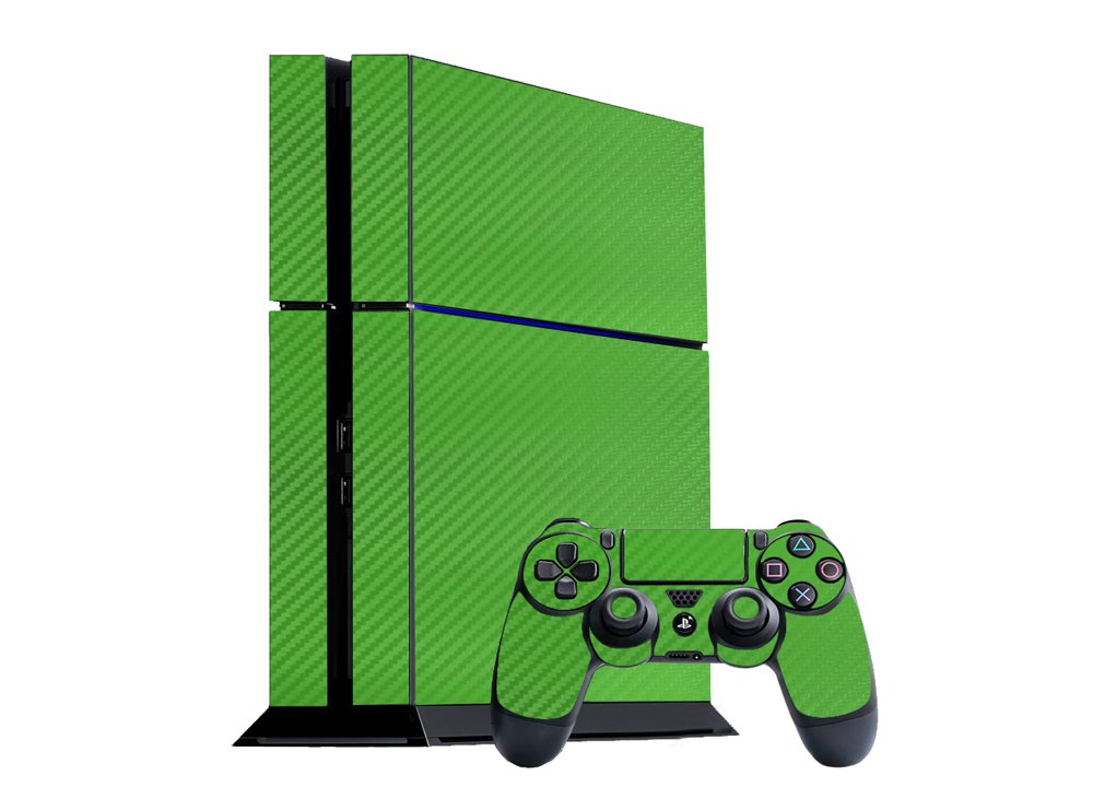 3D Carbon Fiber Lime Green - Air Release Vinyl Decal Mod Skin Kit by System Skins - Compatible with PlayStation 4 Console (PS4)