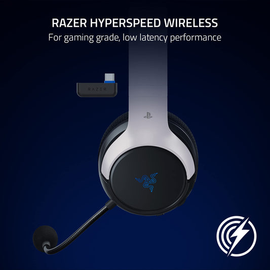 Razer Kaira HyperSpeed Wireless Gaming Headset - 50mm Drivers, 30 Hr Battery, Bluetooth - White/Black - PS5/PS4/PC/Mobile