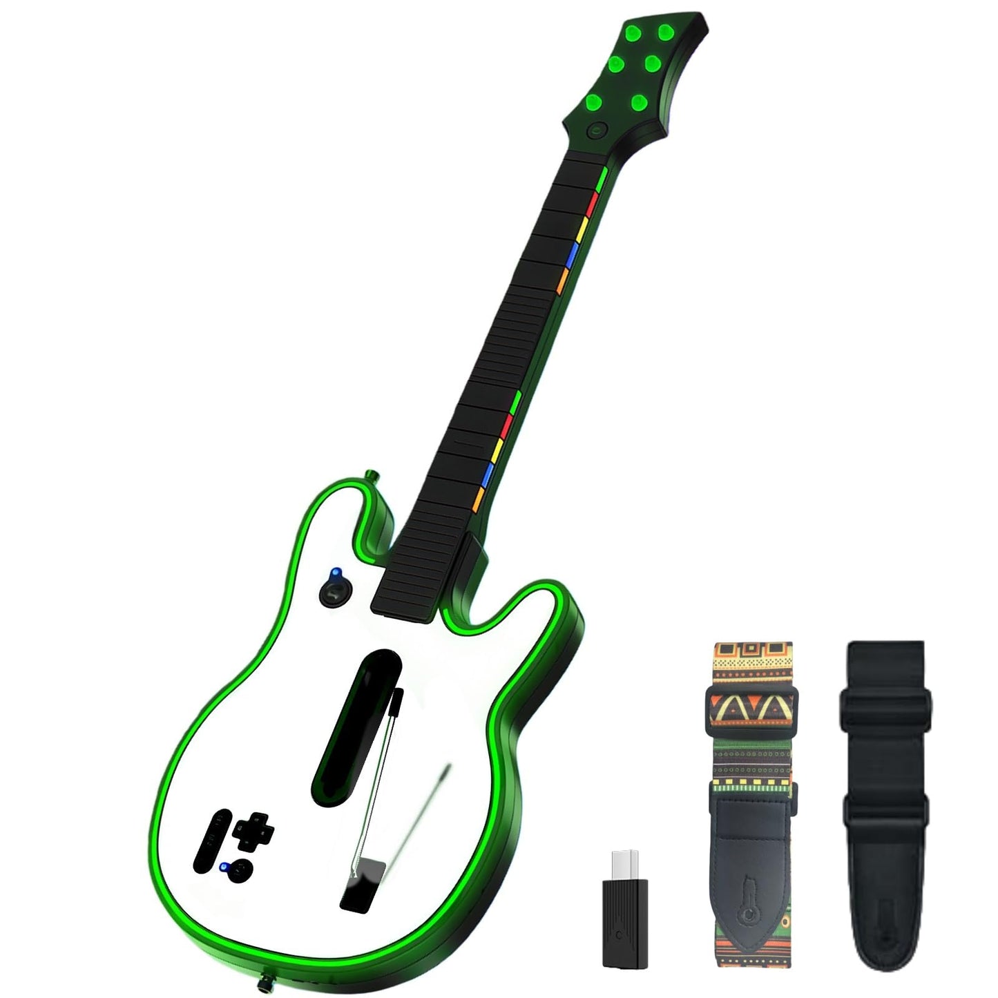 Lyvix Wireless Guitar Controller for PS4/PS3/PC - for Guitar Hero, Rock Band & Clone Hero Games and Fortnite Festival, with Colo