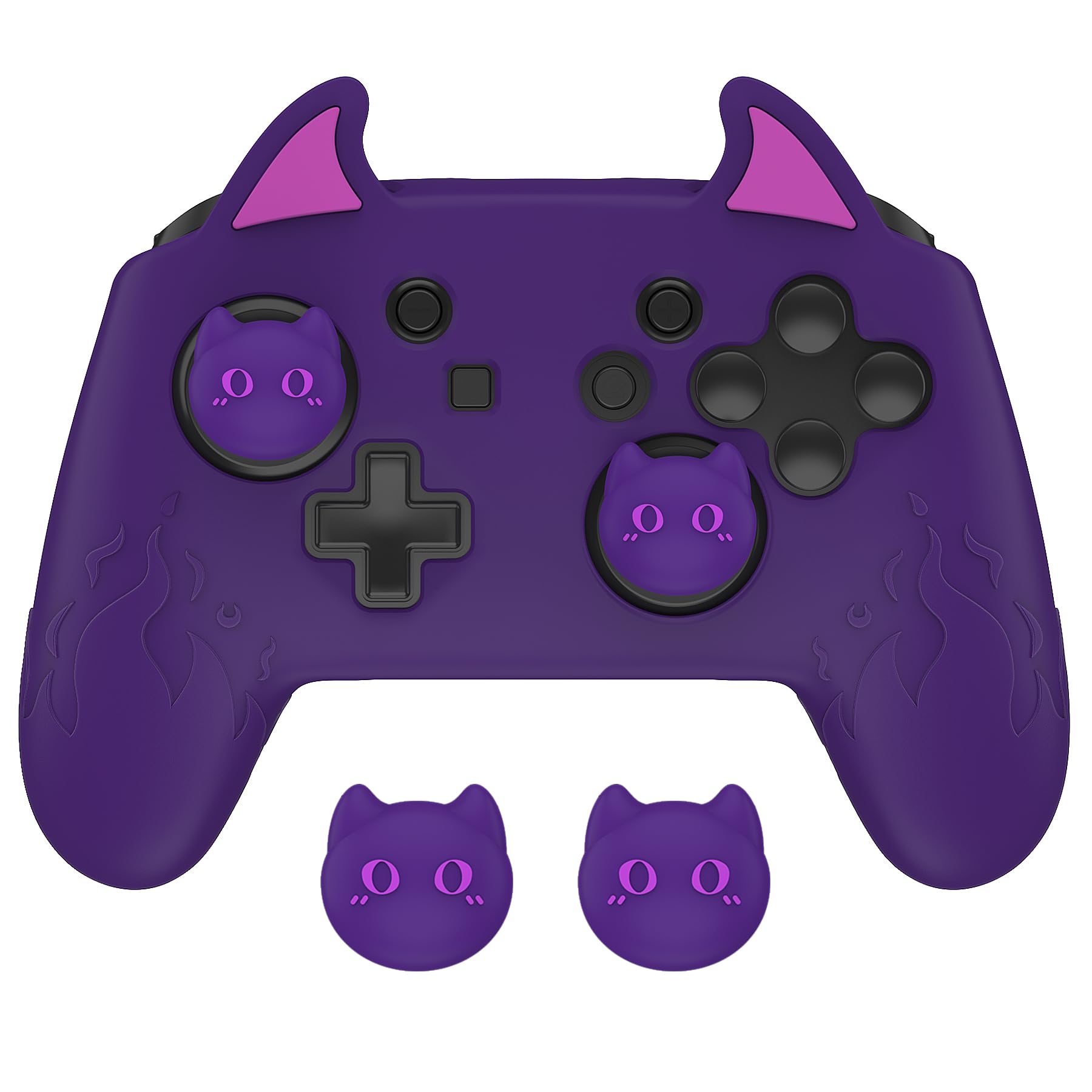 playvital Cute Demon Silicone Grip Cover for Nintendo Switch Pro Controller  Anti-Slip  Kawaii Protective Skin with Joystick Caps and Stickers Compatible with Nintendo Switch Pro- Purple