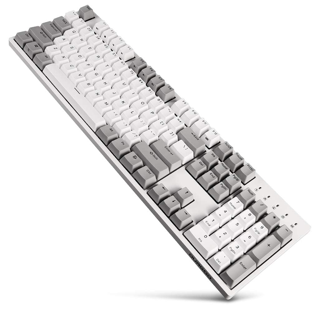 DURGOD K310_US Mechanical Keyboard - Cherry MX Brown, N-Key Rollover, 104 Keys, Type C, White, PBT Keycaps for Gamers & Typists