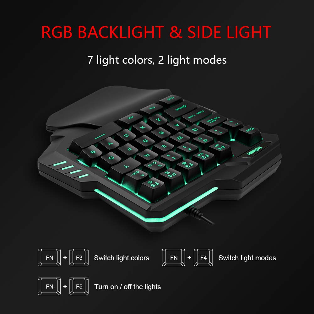 RedThunder One-Handed RGB Gaming Keyboard & Mouse Combo, 35 Keys, 6400 DPI, Portable for PC Gamers