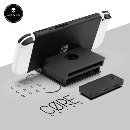 Skull & Co. Jumpgate Pro Portable Dock with HDMI Adapter for Nintendo Switch, Smartphone, MacBook - Pro-Black with Extension Cable