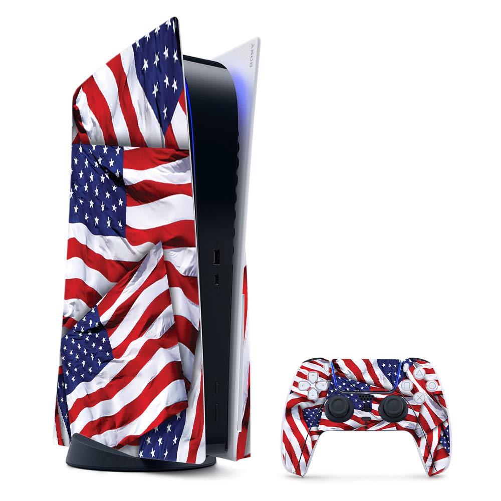MightySkins Gaming Skin for PS5 / PlayStation 5 Bundle - Patriot | Protective Viny wrap | Easy to Apply and Change Style | Made in The USA