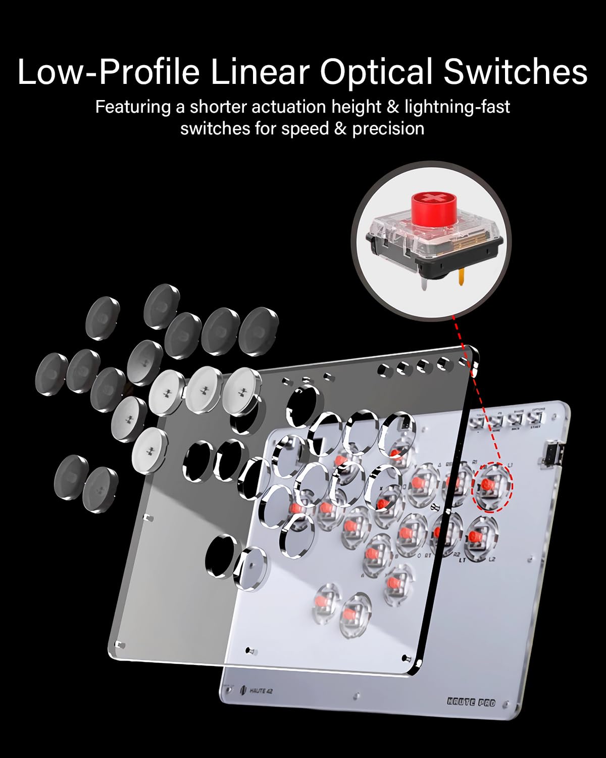 JZW-Shop Arcade Stick T16 - Leverless Controller for Switch/PC/PS4/PS3/Steam Deck, White, Turbo & Custom RGB, Hot-Swap Support
