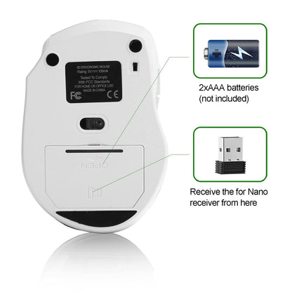 VBESTLIFE 2.4GHz Ergonomic Optical Mouse, 1600 DPI for Notebook/Desktop, White Model Vbestlifey9spd210er152-11