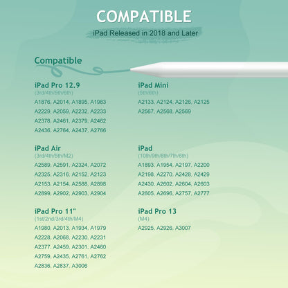 JAMJAKE Stylus Pen for iPad - Fast Charging, Compatible with iPad Pro 11/12.9", iPad 10th Gen, White, Model K11