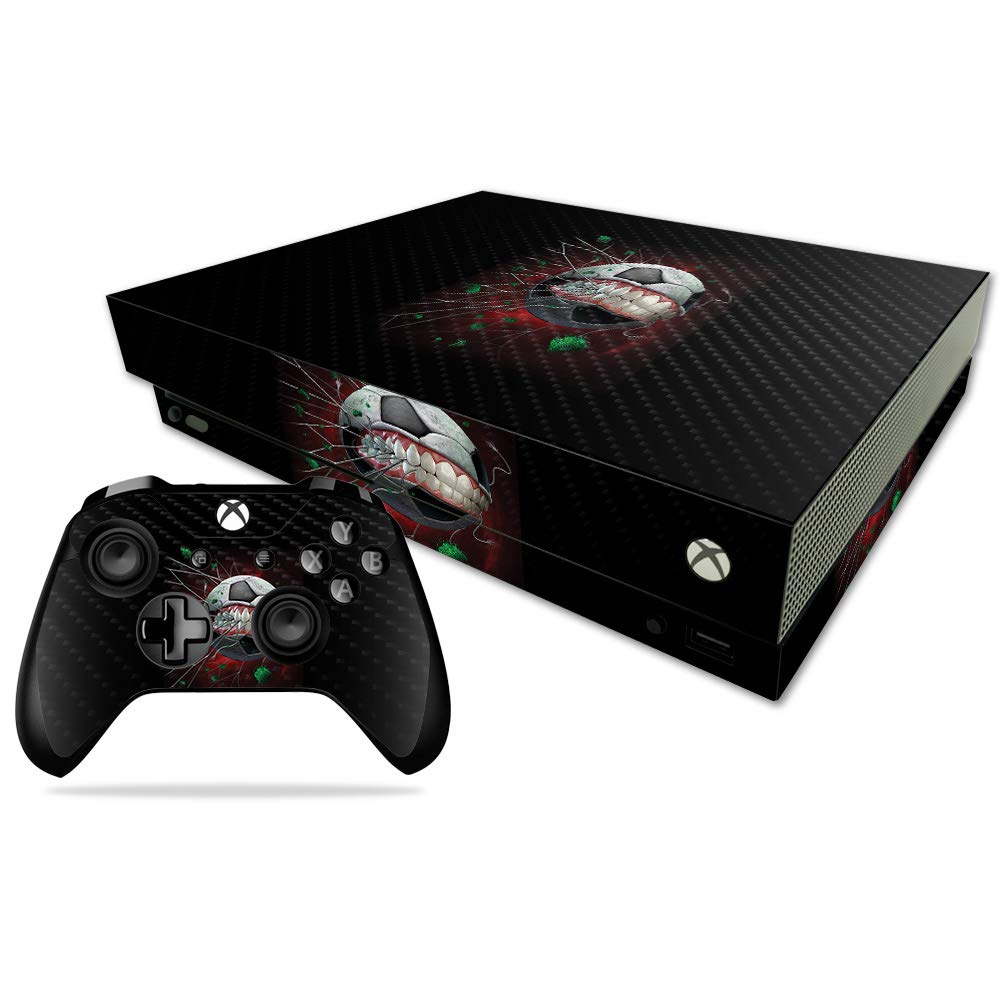 MightySkins Carbon Fiber Skin for Microsoft Xbox One X - Soccer Monster | Protective  Durable Textured Carbon Fiber Finish | Easy to Apply  Remove  and Change Styles | Made in The USA