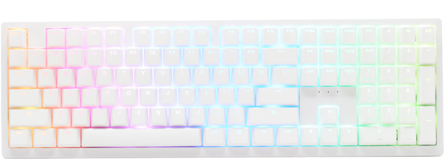 Ducky Zero 6108 Pure White Hotswap Bluetooth RGB Mechanical Keyboard - Cherry MX2A Blue