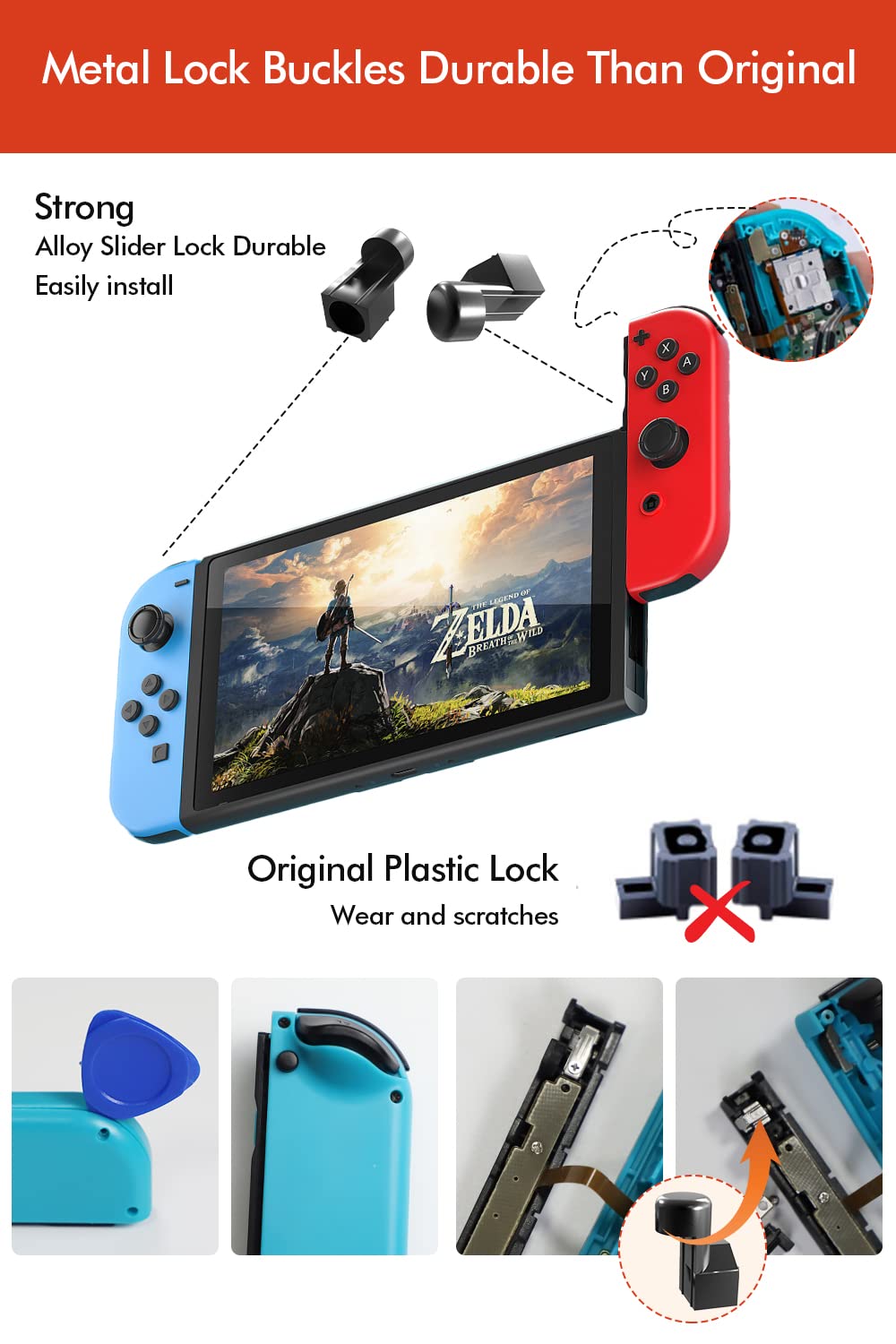 OLCLSS Joycon Joystick Replacement Kit - 48 in One for Switch/Switch Lite/OLED, Includes 4 Thumbsticks, 2 Screwdrivers, Pry Tool