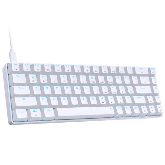 DIERYA T68SE 60% Gaming Mechanical Keyboard Ultra Compact Mini 68 Key with Red Switches Wired Keyboard Anti-Ghosting Keys  for Windows Laptops and PC Gamers White