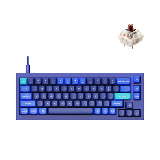 Keychron Q2 Wired Custom Mechanical Keyboard  QMK/VIA Programmable Macro  Full Aluminum  Hot-Swappable Gateron G Pro Brown Switch  65% Layout Double Gasket Compatible with Mac and Windows - Blue