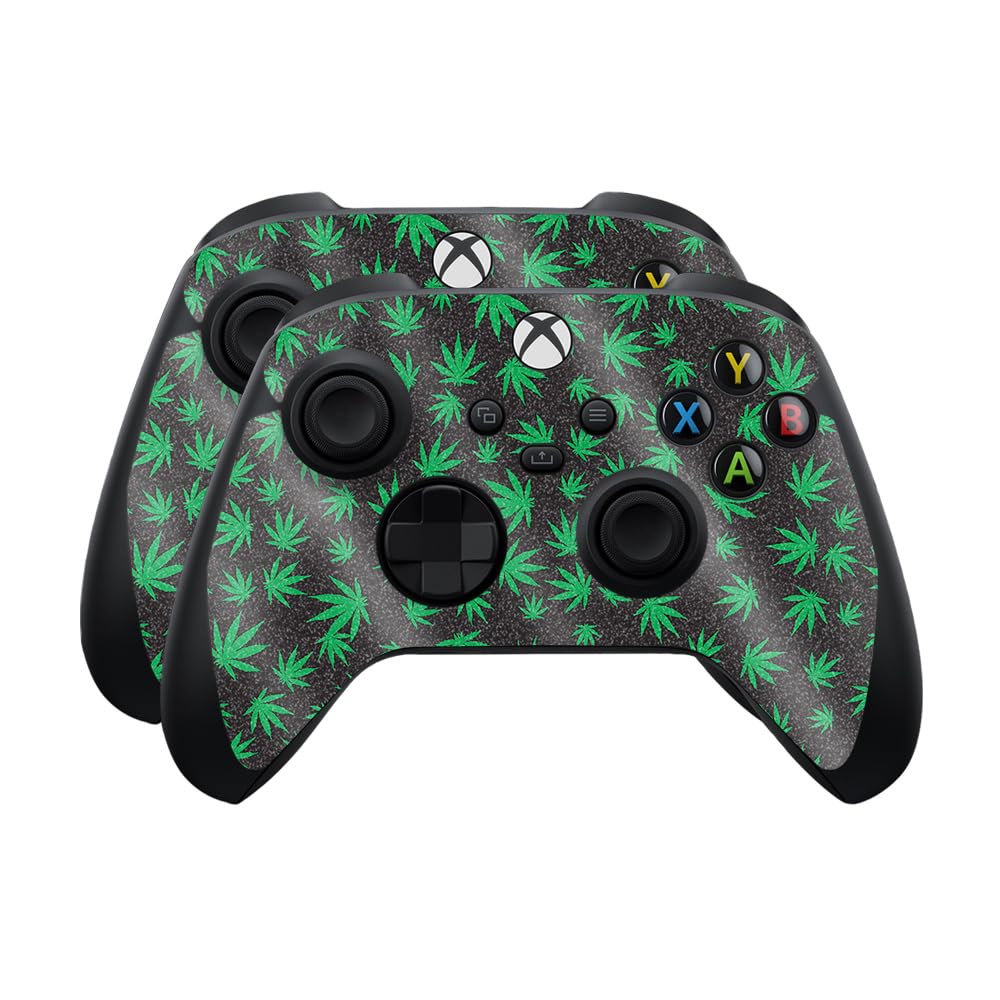Glossy Glitter Skin Compatible with Microsoft Xbox Series X|S Controller (2 Pack) - Marijuana - Premium 3M Vinyl Protective Wrap Decal Cover - Easy to Apply | Crafted in The USA by MightySkins