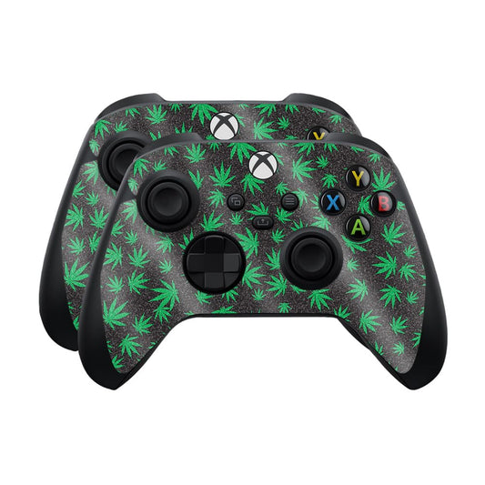 Glossy Glitter Skin Compatible with Microsoft Xbox Series X|S Controller (2 Pack) - Marijuana - Premium 3M Vinyl Protective Wrap Decal Cover - Easy to Apply | Crafted in The USA by MightySkins