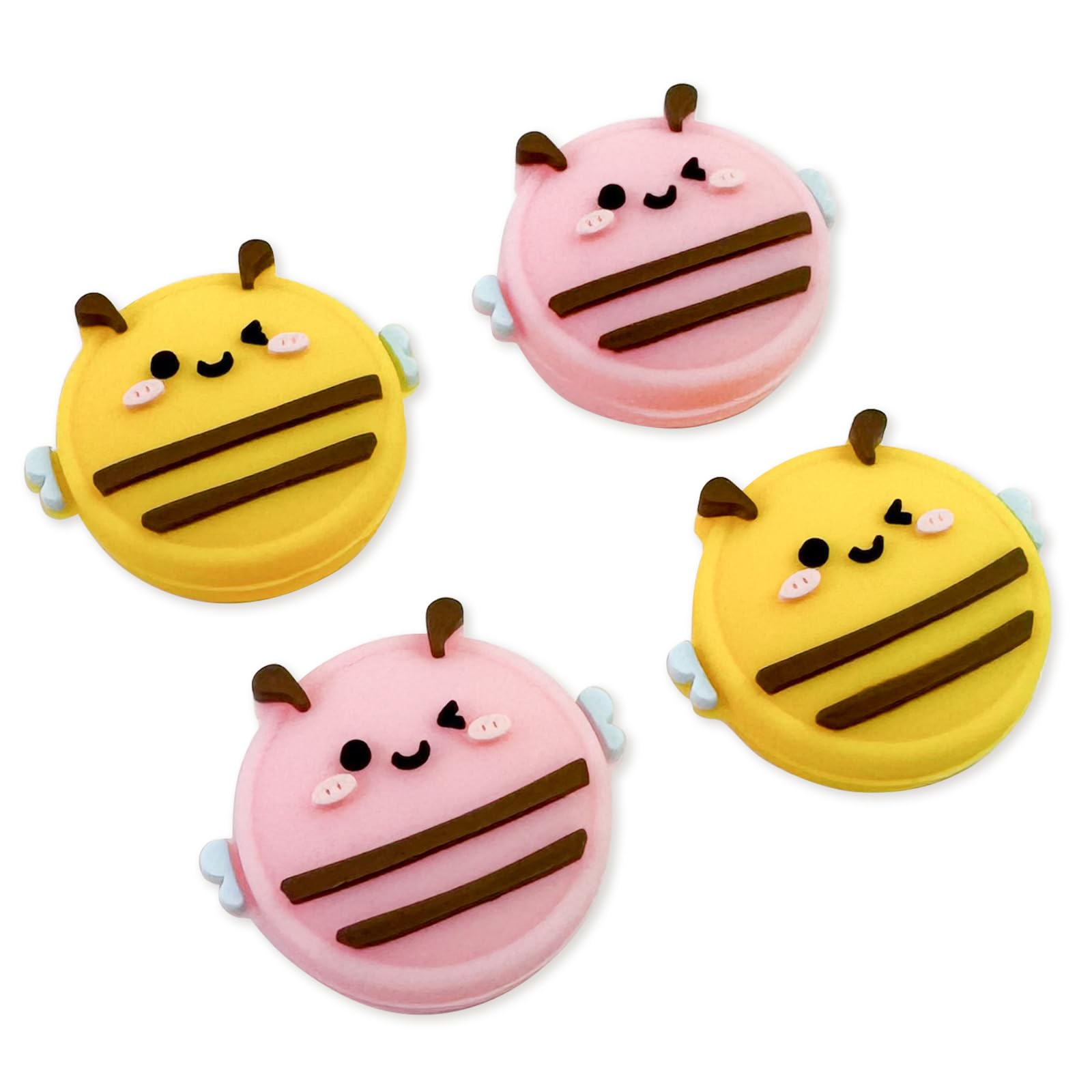 Flyingmage Switch Joycon Thumb Grips Caps  4 PCS Cute Kawaii 3D Silicone Analog Thumbstick Button Cover Compatible with Nintendo Switch Lite/OLED Joystick Caps (Pink+Yellow Bee)