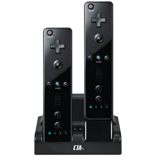 CTA Digital Wii Remote Dual Charge Station with 2 Rechargeable Batteries, One Size, Black, Model WI-DDCB