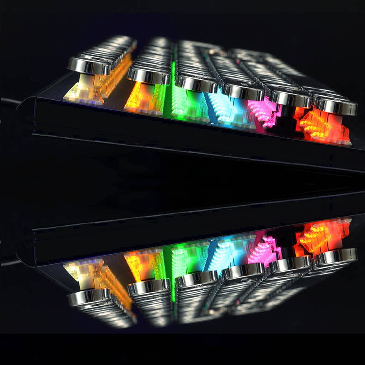 YSCP Mechanical Gaming Keyboard - Typewriter Style, LED Rainbow Backlit, Blue Switch, Retro Round Keycaps, One Size, Black