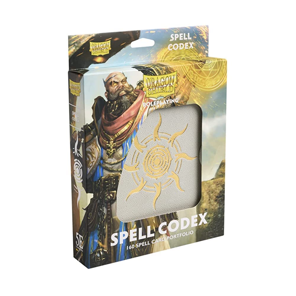 Arcane Tinmen Dragon Shield: Roleplaying Spell Codex: Ashen White - Compatible with Official DND Spell Cards - Dry Erase Marker and 5e Compatible Spell Slot Tracker Included