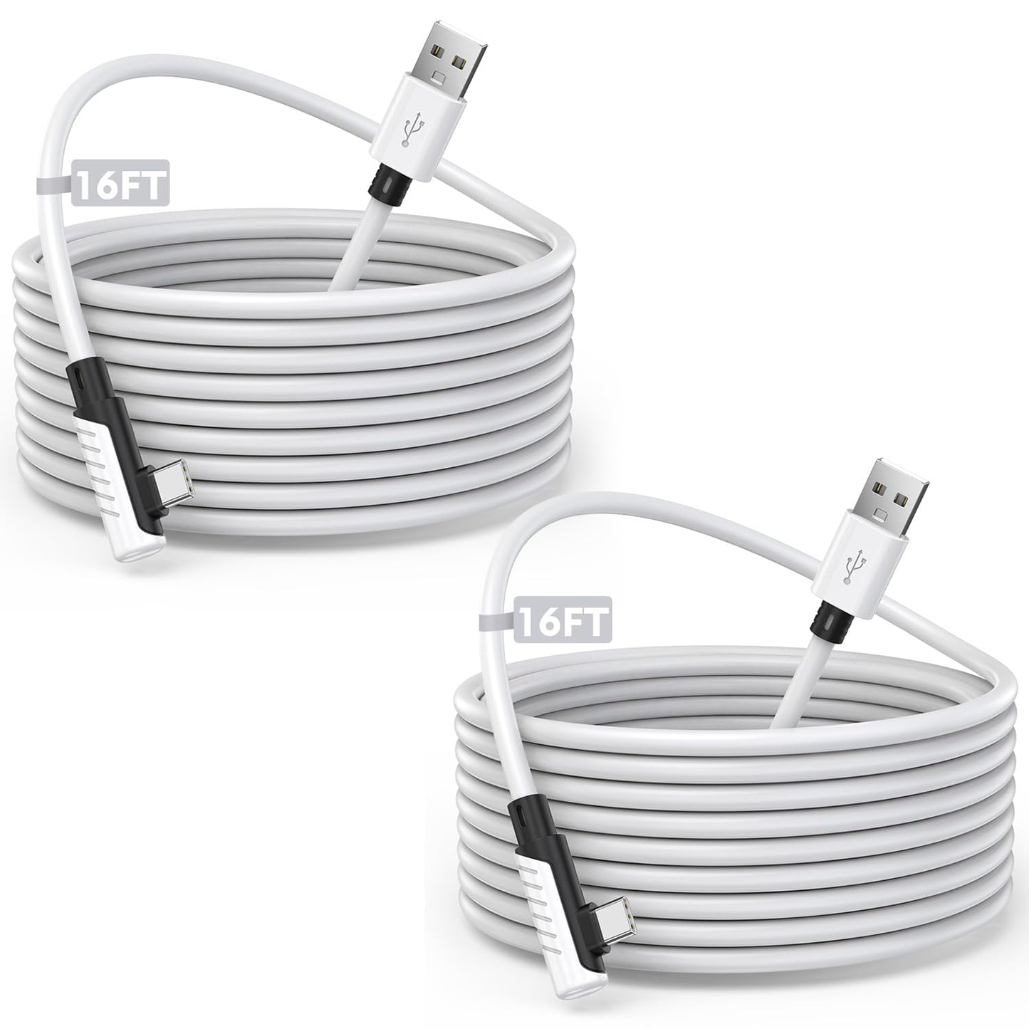 Long Link Cable for Meta Quest 3 2Pack 16FT Link Charger Cable Cord PCVR For Oculus/Quest 3/Meta Quest 3S Quest2/Pro/Pico 4/Ultra Accessories/PC/Steam VR  High Speed Data Transfer USB C Charging Cable