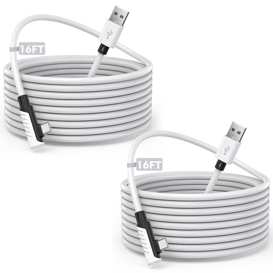 Long Link Cable for Meta Quest 3 2Pack 16FT Link Charger Cable Cord PCVR For Oculus/Quest 3/Meta Quest 3S Quest2/Pro/Pico 4/Ultra Accessories/PC/Steam VR  High Speed Data Transfer USB C Charging Cable