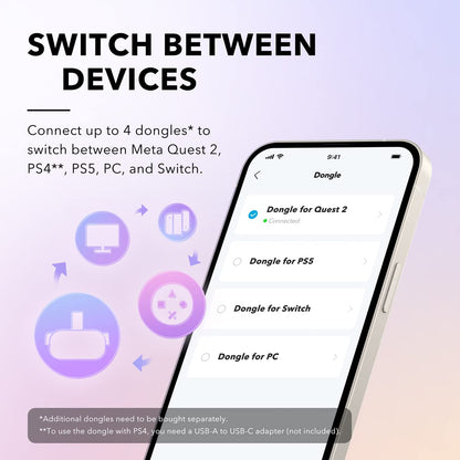 Soundcore VR P10 Dongle - 2.4GHz Wireless USB-C for Meta Quest 2, PS4, PS5, PC, Switch, Low Latency, White