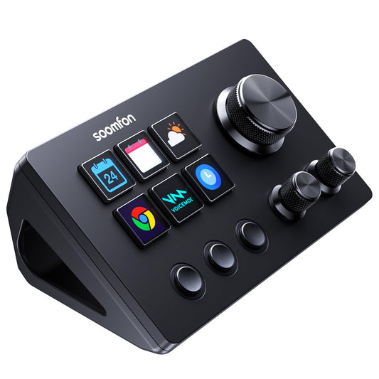 SOOMFON Stream Controller SE Stream Control Deck with 6 Customizable LCD Macro Keys to control button Actions in OBS Twitch YouTube for Content Creators Streaming Gaming Compatible with PC & Mac