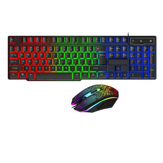 Guiheng 2 in 1 Gaming Keyboard and Mouse Set - Wired, LED Rainbow Backlight for PC, Xbox, PS4 - Black